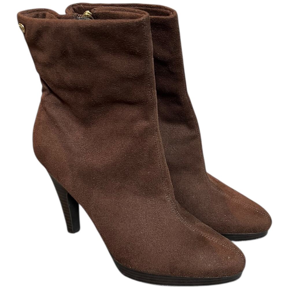 NWOT Isaac Mizrahi for Target Brown Faux Suede Ankle Boots Heels - 8.5
